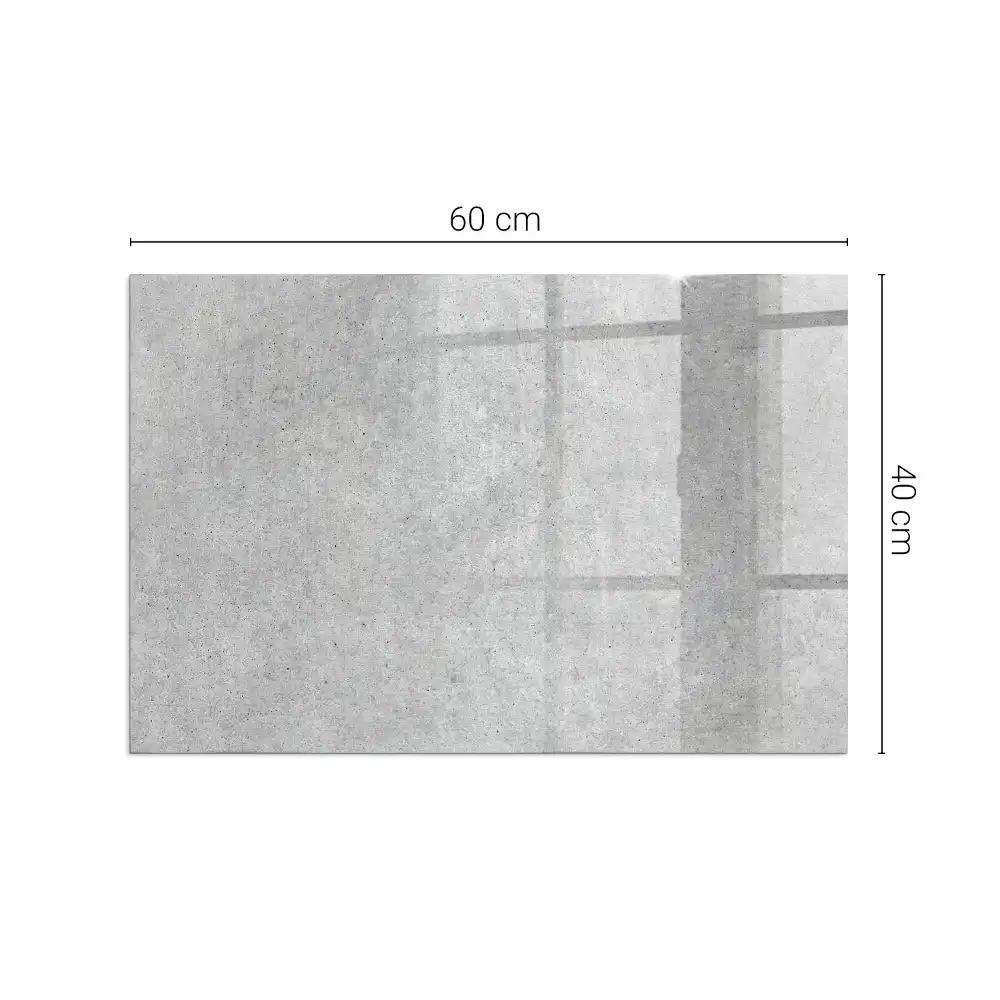 Plaque de sol rectangulaire pour cheminée d'angle en verre avec motif béton brut
