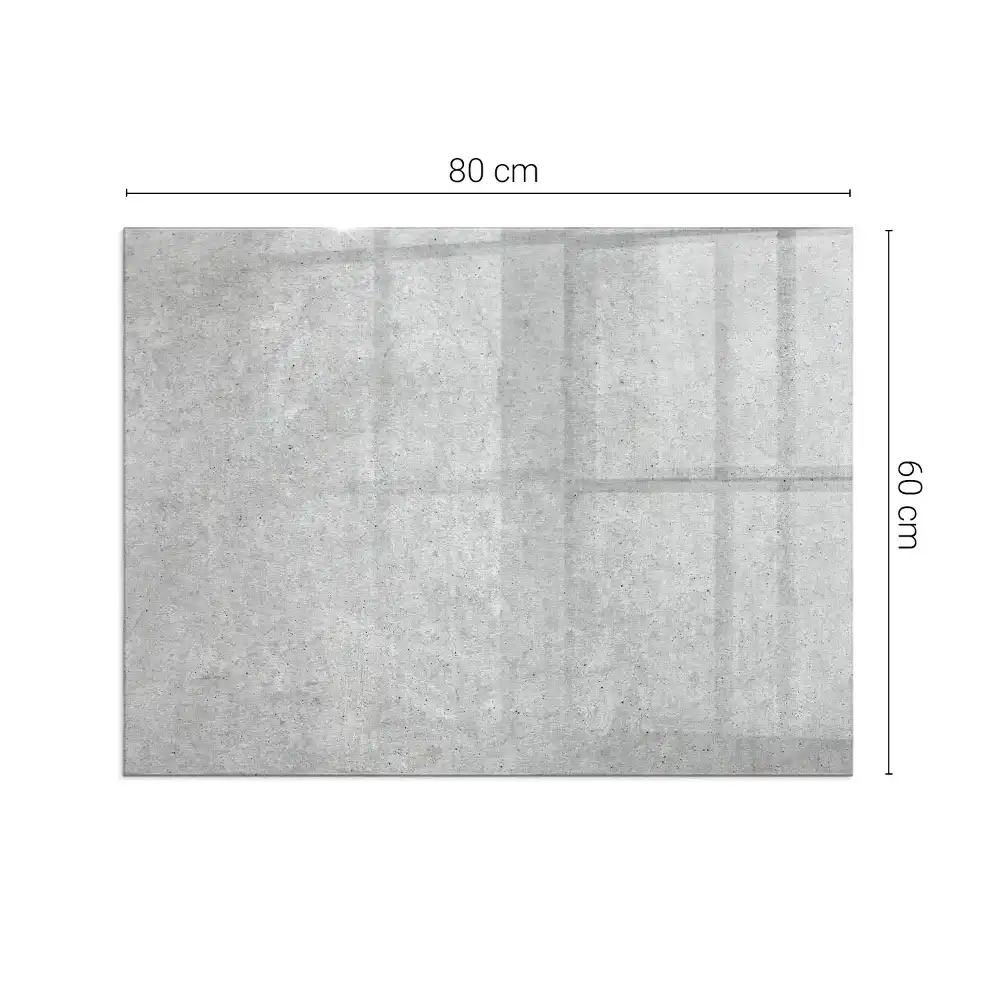 Plaque de sol rectangulaire pour cheminée d'angle en verre avec motif béton brut