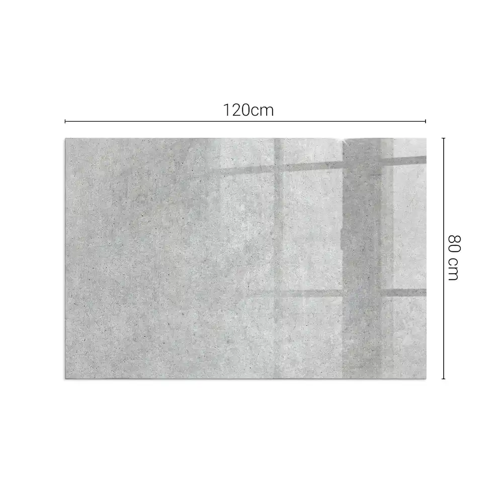 Plaque de sol rectangulaire pour cheminée d'angle en verre avec motif béton brut