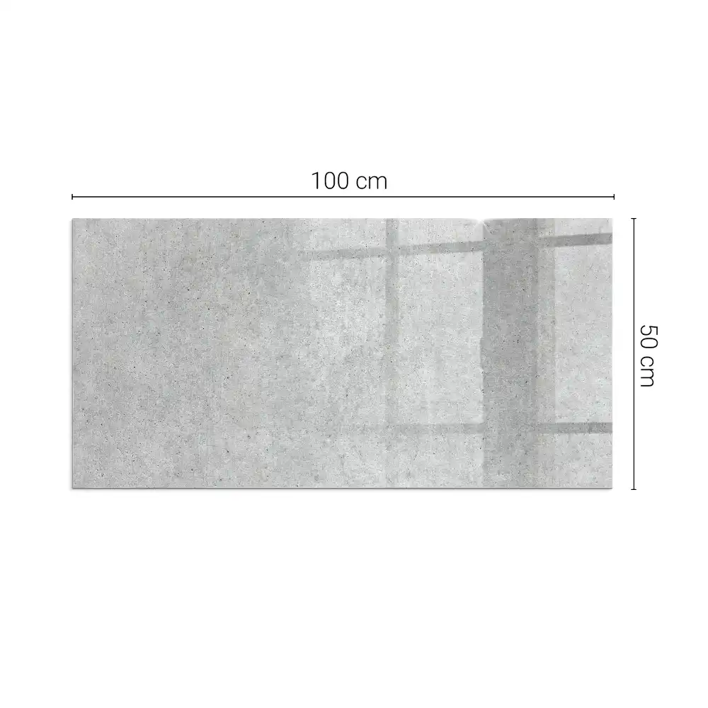 Plaque de sol rectangulaire pour cheminée d'angle en verre avec motif béton brut