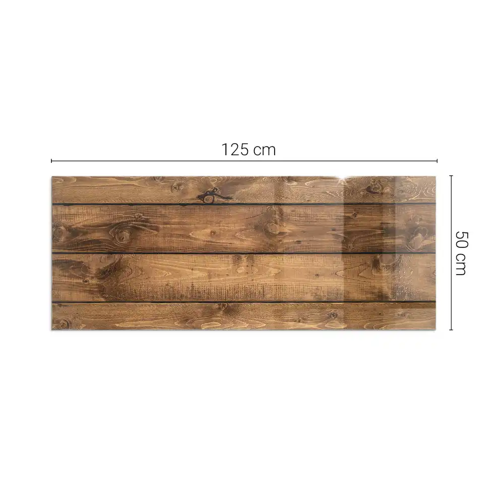 Plaque de sol rectangulaire en verre trempé pour cheminée motif grain de bois