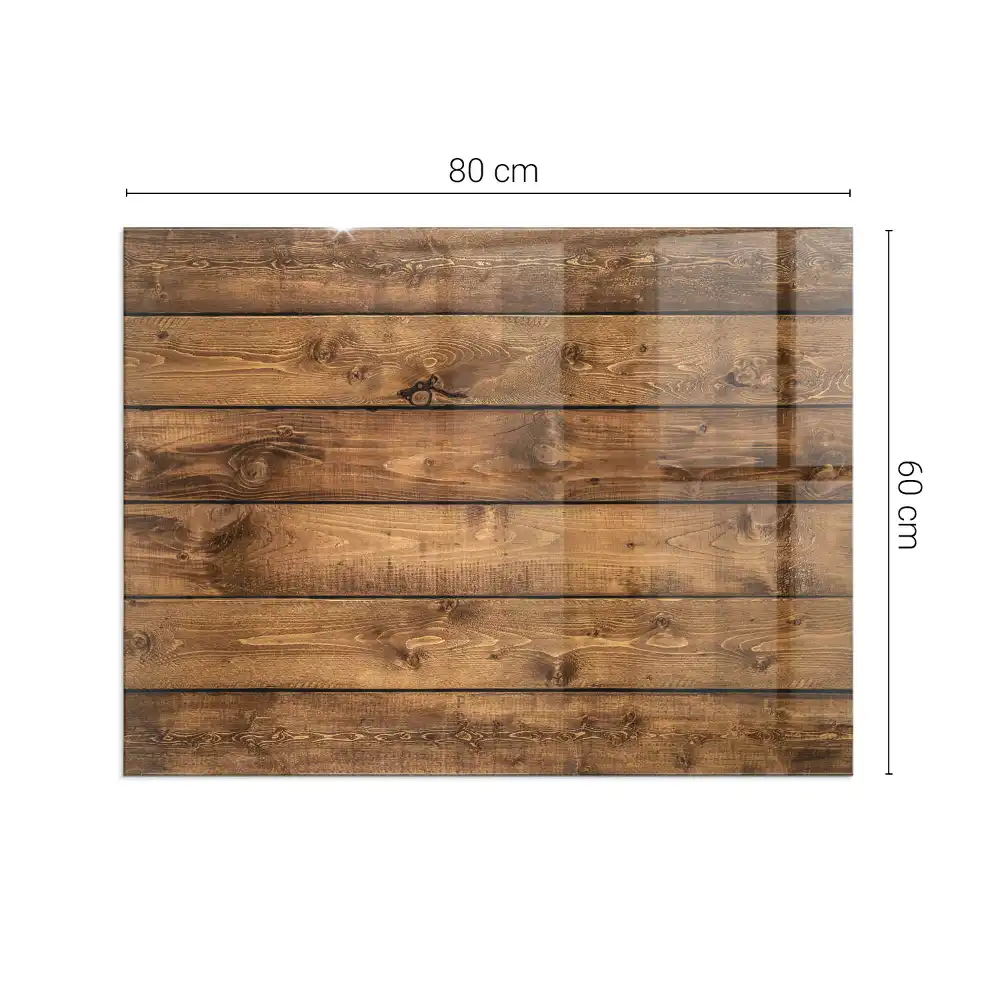 Plaque de sol rectangulaire en verre trempé pour cheminée motif grain de bois