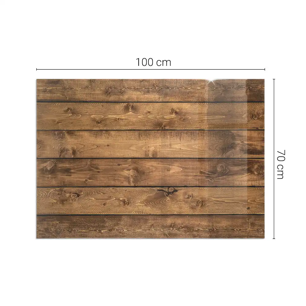 Plaque de sol rectangulaire en verre trempé pour cheminée motif grain de bois