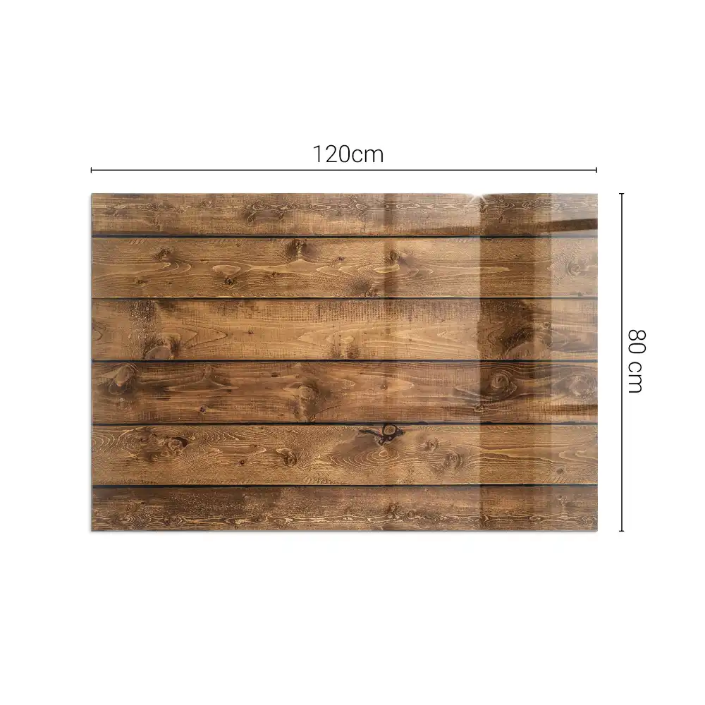 Plaque de sol rectangulaire en verre trempé pour cheminée motif grain de bois
