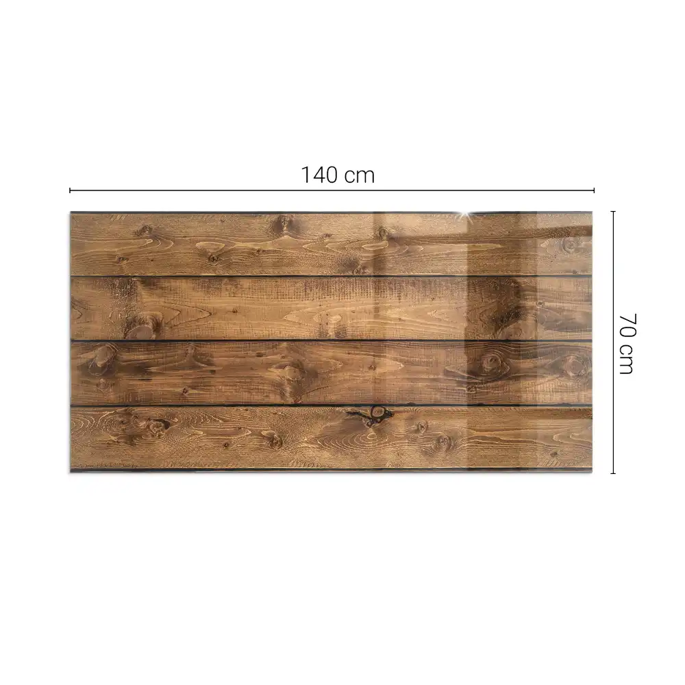 Plaque de sol rectangulaire en verre trempé pour cheminée motif grain de bois