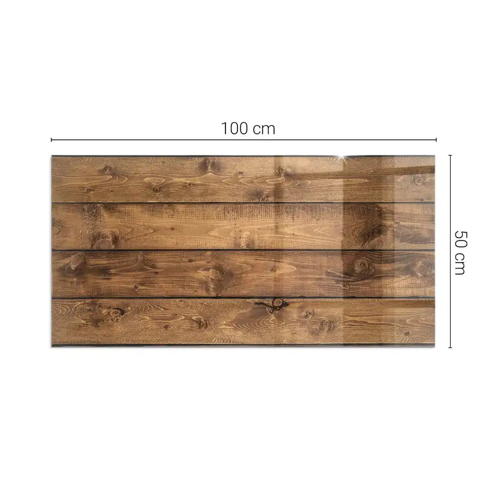 Plaque de sol rectangulaire en verre trempé pour cheminée motif grain de bois