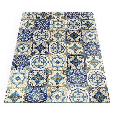 Plaque de sol rectangulaire pour poêle à bois motif mosaïque à fleurs