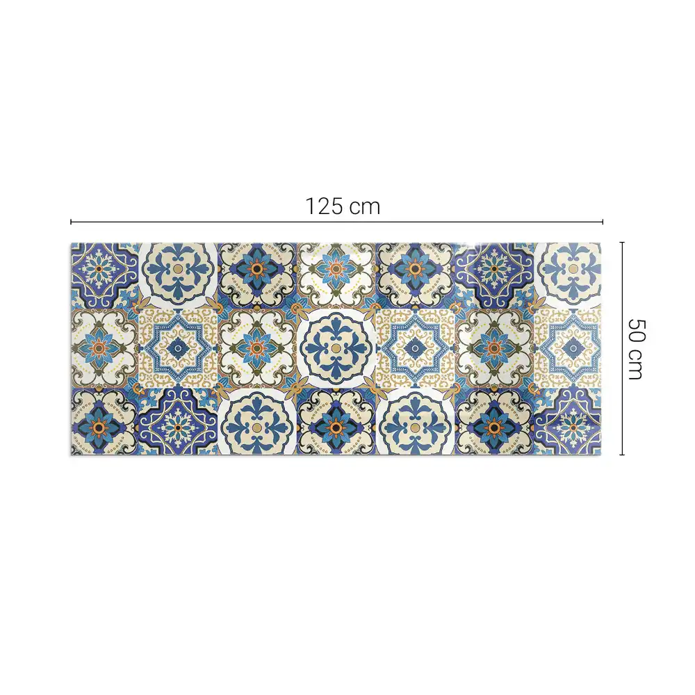 Plaque de sol rectangulaire pour poêle à bois motif mosaïque à fleurs