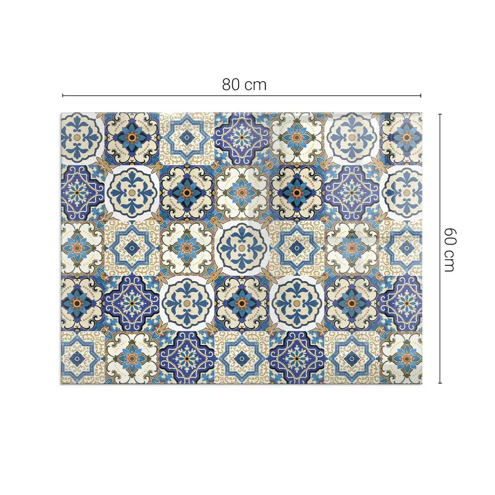 Plaque de sol rectangulaire pour poêle à bois motif mosaïque à fleurs