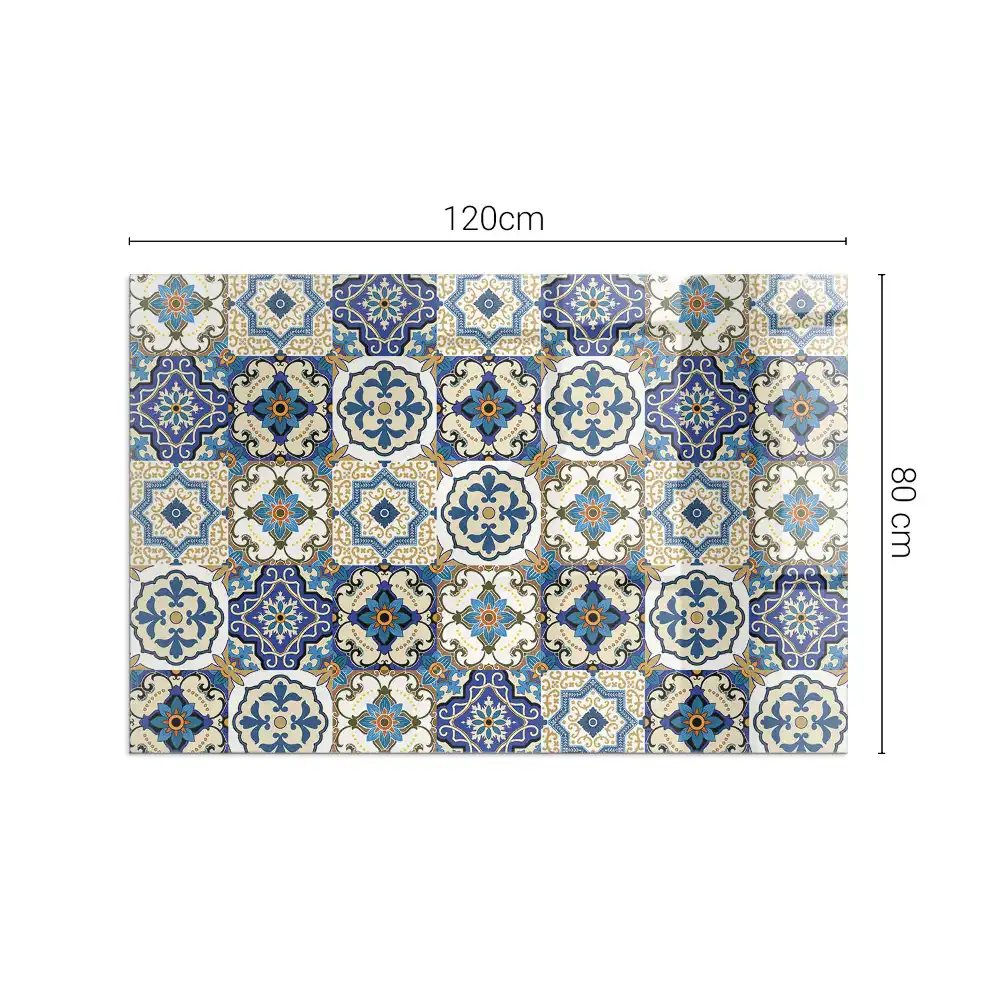 Plaque de sol rectangulaire pour poêle à bois motif mosaïque à fleurs
