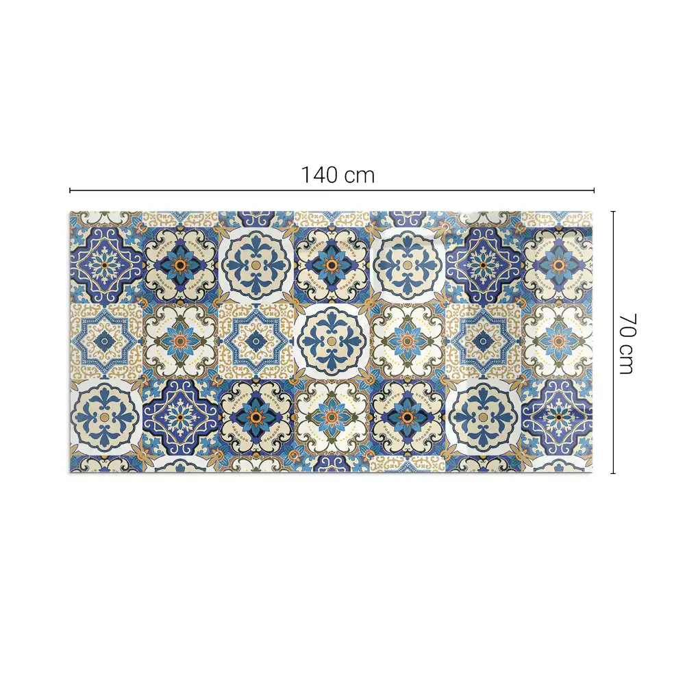 Plaque de sol rectangulaire pour poêle à bois motif mosaïque à fleurs