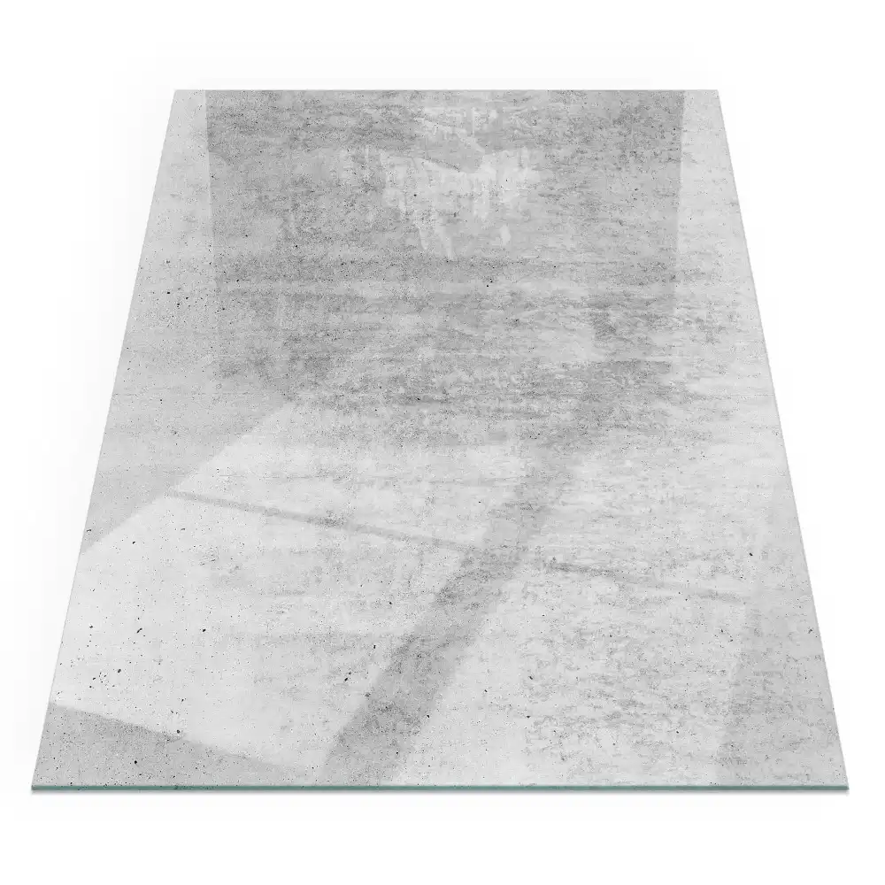 Plaque de sol rectangulaire en verre trempé pour cheminée texture béton brut