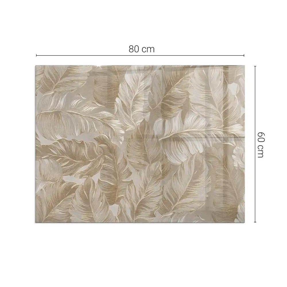 Plaque de sol rectangulaire en verre trempé pour cheminée à motifs feuilles