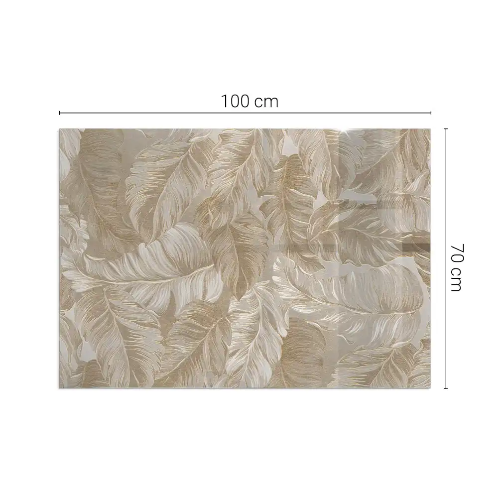 Plaque de sol rectangulaire en verre trempé pour cheminée à motifs feuilles