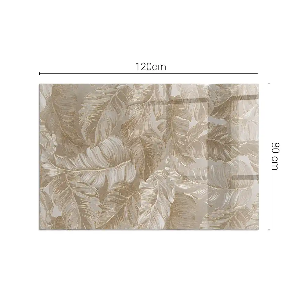 Plaque de sol rectangulaire en verre trempé pour cheminée à motifs feuilles