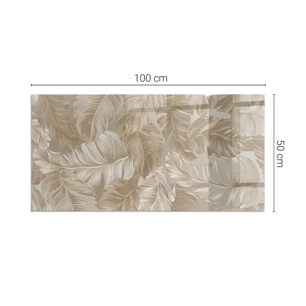Plaque de sol rectangulaire en verre trempé pour cheminée à motifs feuilles