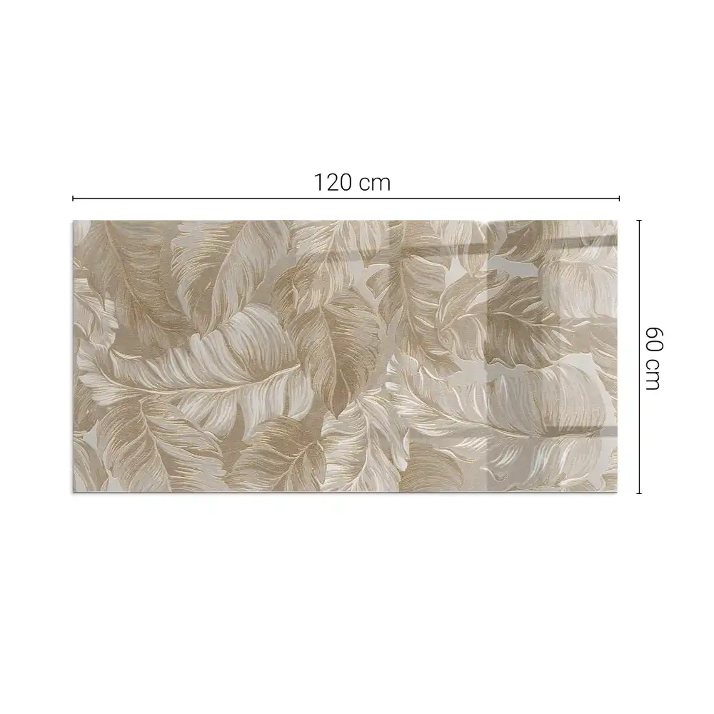 Plaque de sol rectangulaire en verre trempé pour cheminée à motifs feuilles