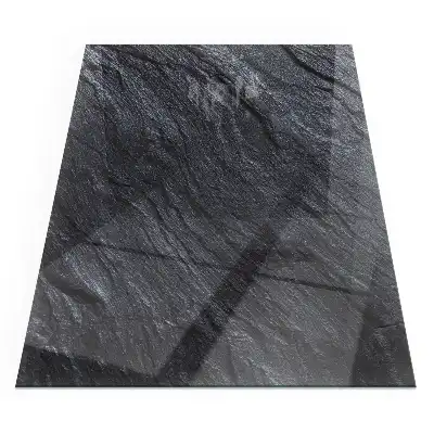 Plaque de sol rectangulaire en verre pour cheminée d'angle avec texture aspect pierre