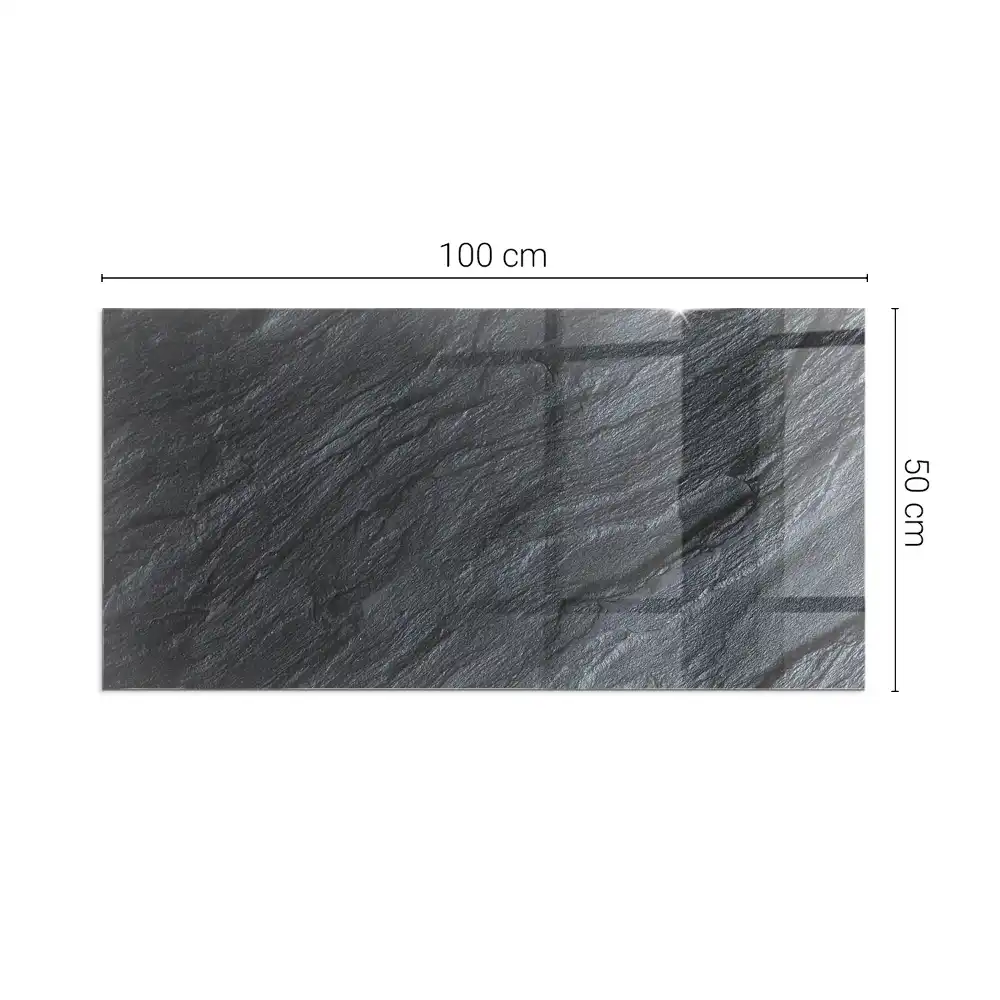 Plaque de sol rectangulaire en verre pour cheminée d'angle avec texture aspect pierre