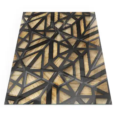Plaque de sol rectangulaire pour poêle à bois avec motif géométrique bois