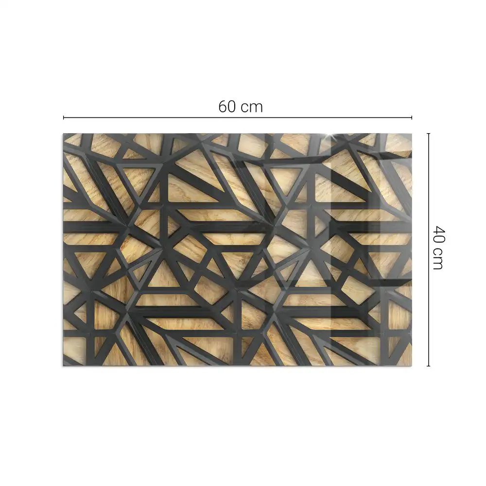 Plaque de sol rectangulaire pour poêle à bois avec motif géométrique bois