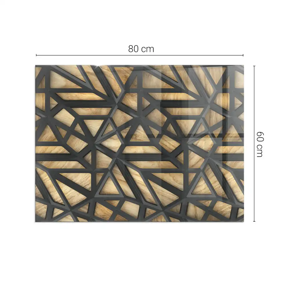 Plaque de sol rectangulaire pour poêle à bois avec motif géométrique bois