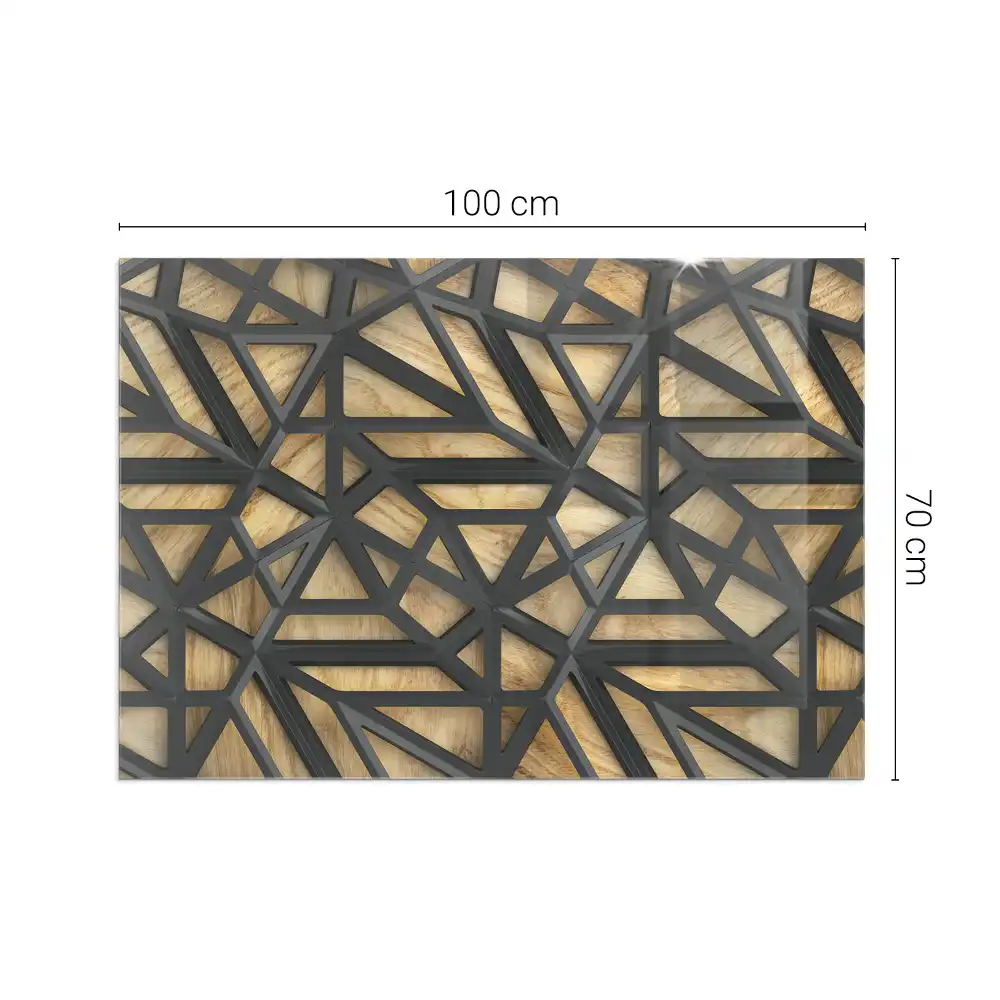 Plaque de sol rectangulaire pour poêle à bois avec motif géométrique bois