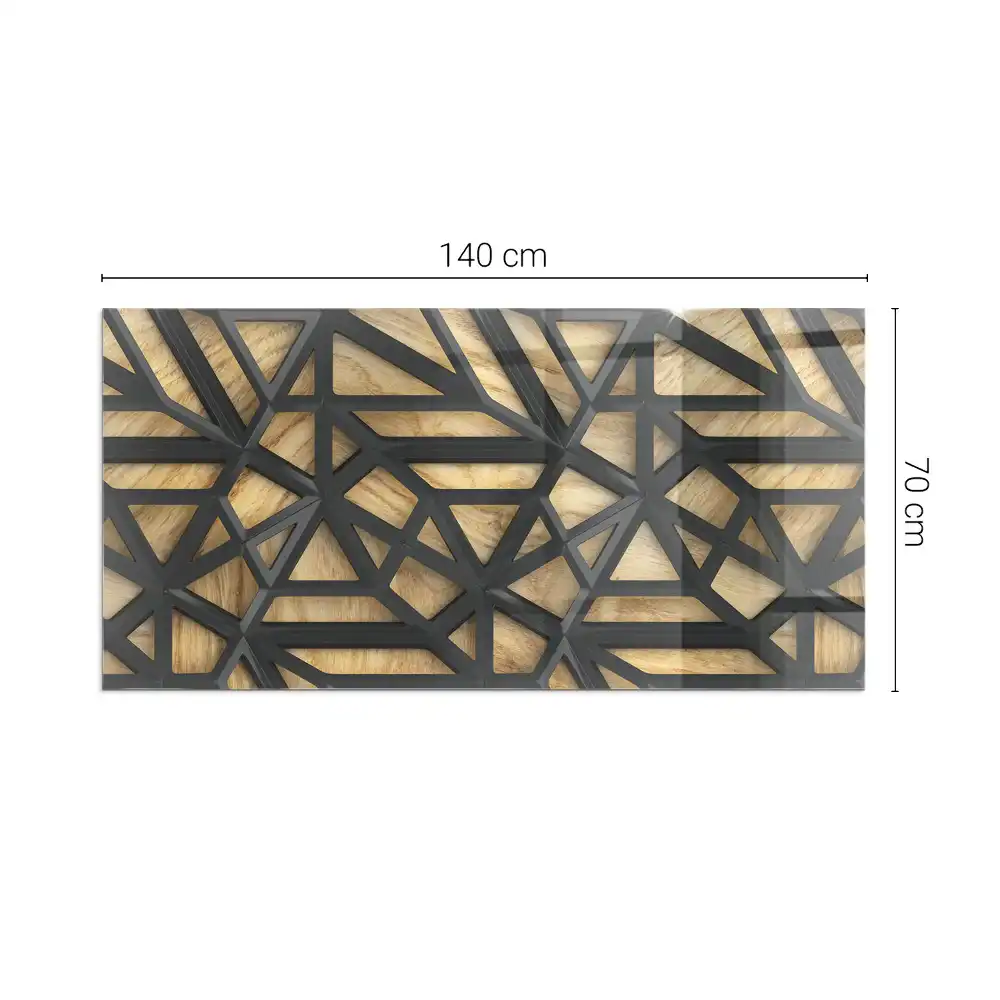 Plaque de sol rectangulaire pour poêle à bois avec motif géométrique bois