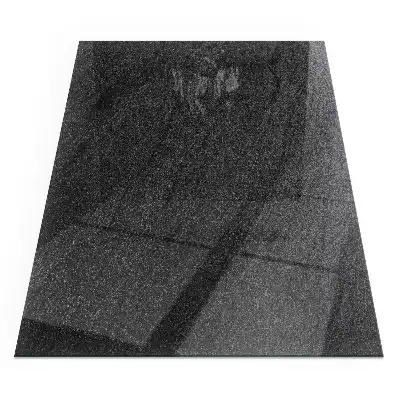 Plaque de sol rectangulaire en verre pour cheminée d'angle avec texture aspect pierre