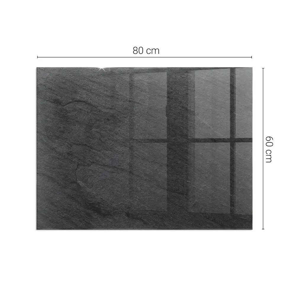 Plaque de sol rectangulaire en verre pour cheminée d'angle avec texture aspect pierre