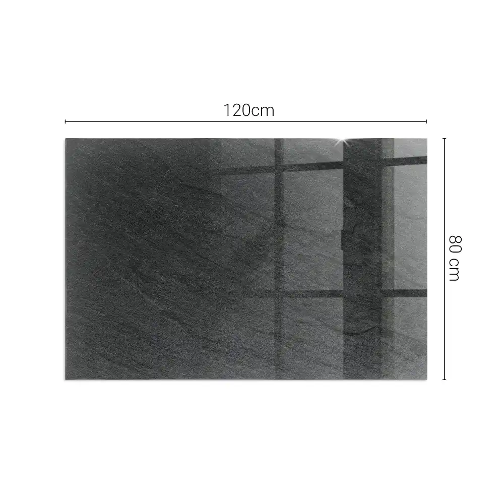 Plaque de sol rectangulaire en verre pour cheminée d'angle avec texture aspect pierre