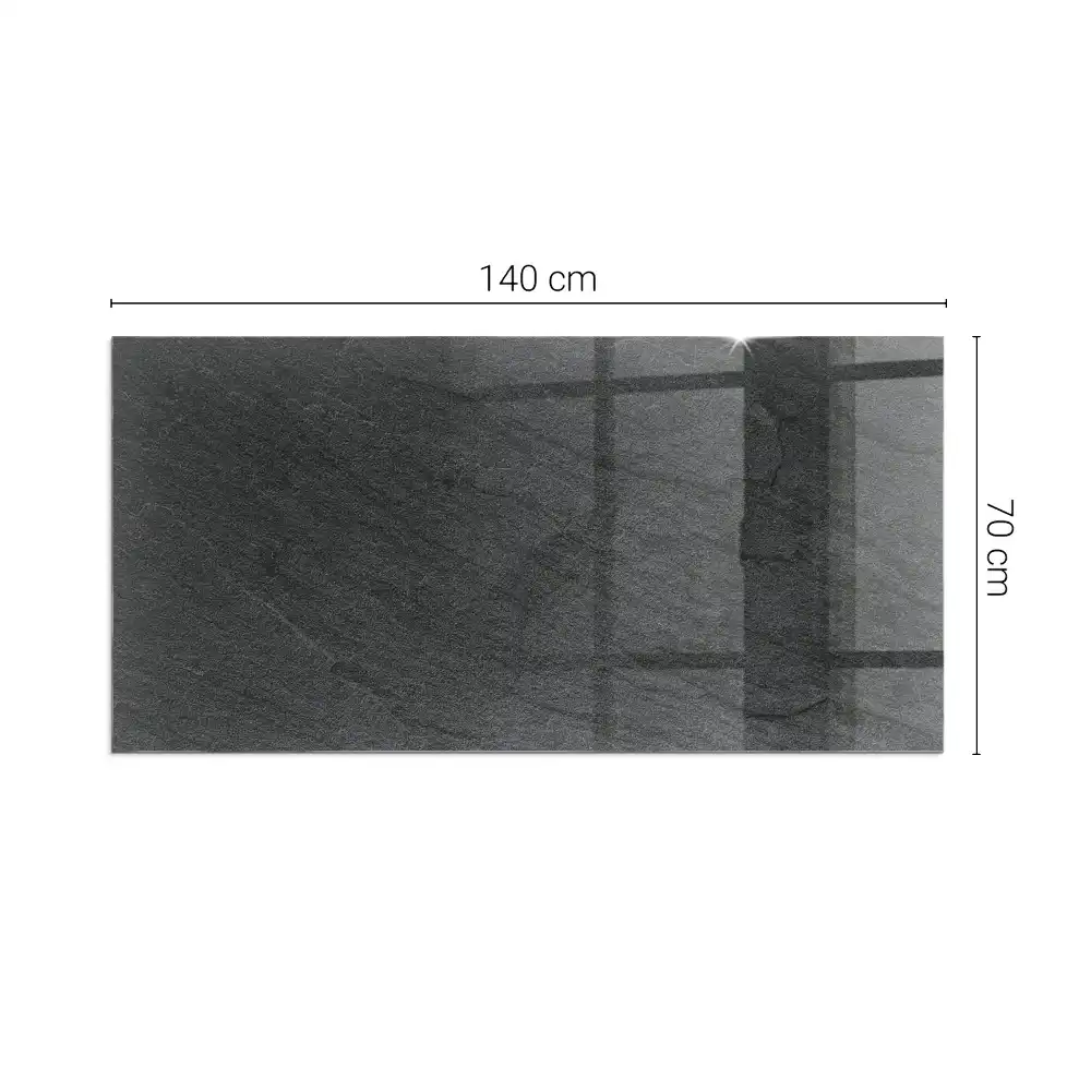 Plaque de sol rectangulaire en verre pour cheminée d'angle avec texture aspect pierre
