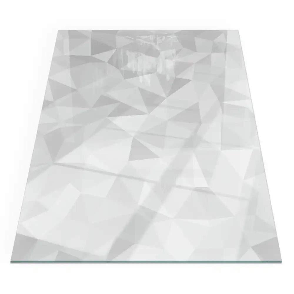 Plaque de sol rectangulaire pour poêle à bois avec motif géométrique abstrait
