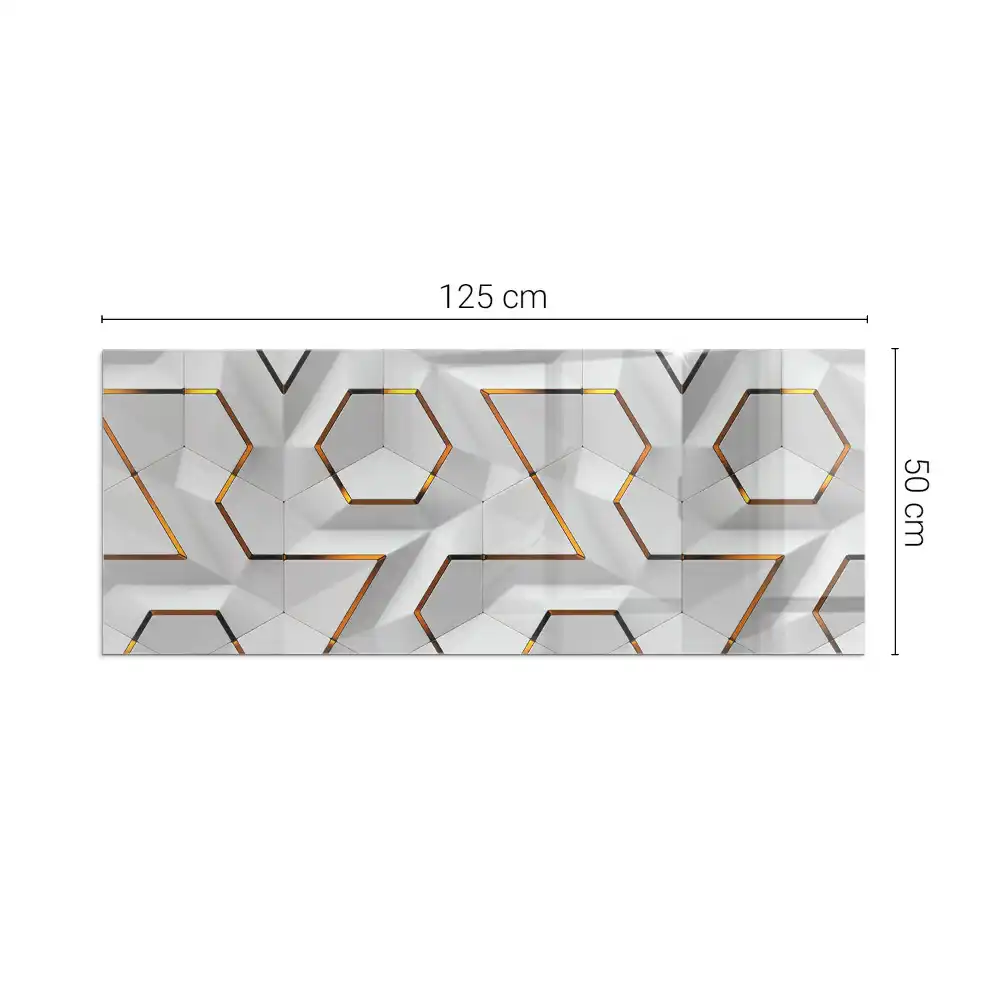Plaque de sol rectangulaire en verre pour cheminée d'angle avec motif géométrique 3D