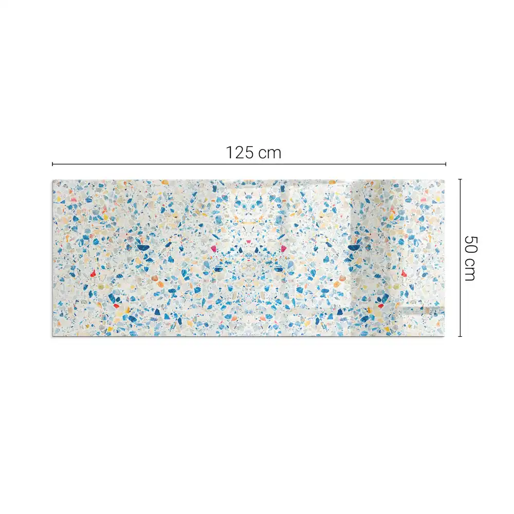 Plaque de sol rectangulaire pour cheminée en verre trempé motif abstrait