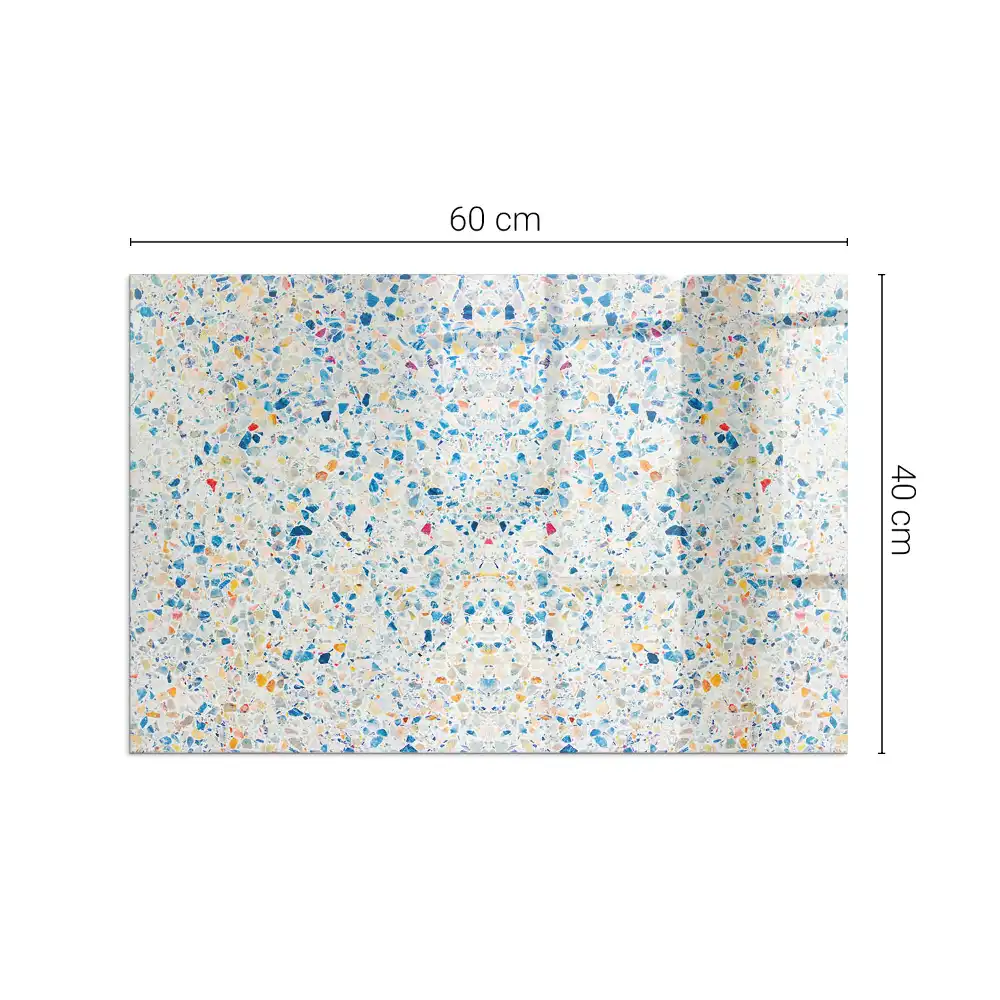 Plaque de sol rectangulaire pour cheminée en verre trempé motif abstrait