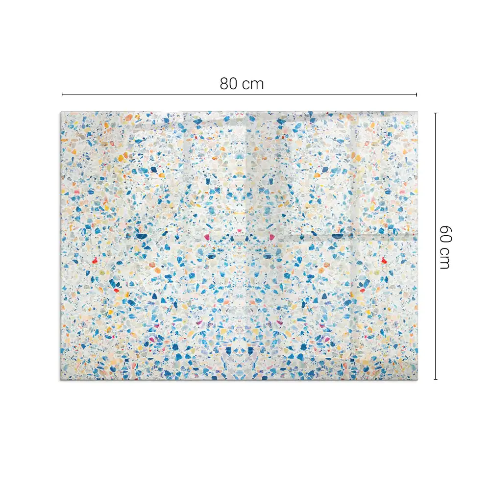 Plaque de sol rectangulaire pour cheminée en verre trempé motif abstrait