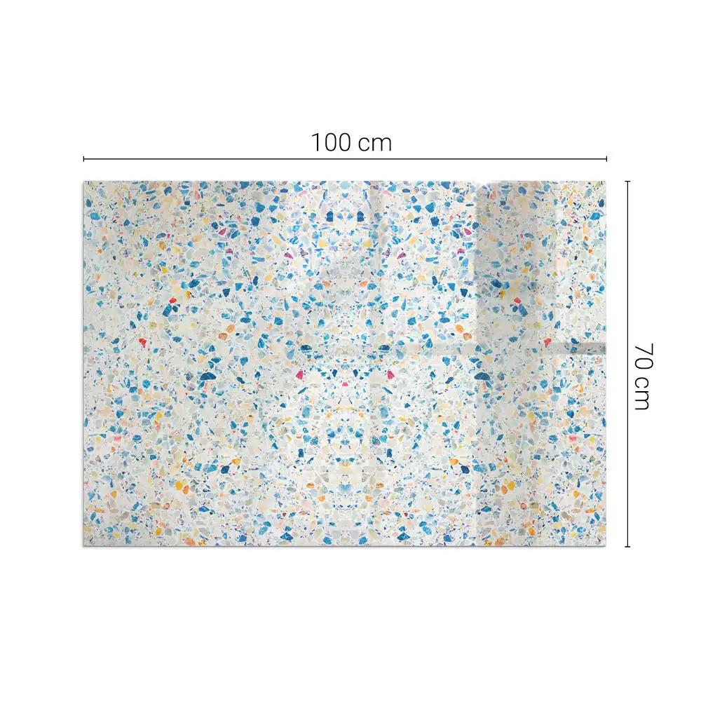 Plaque de sol rectangulaire pour cheminée en verre trempé motif abstrait