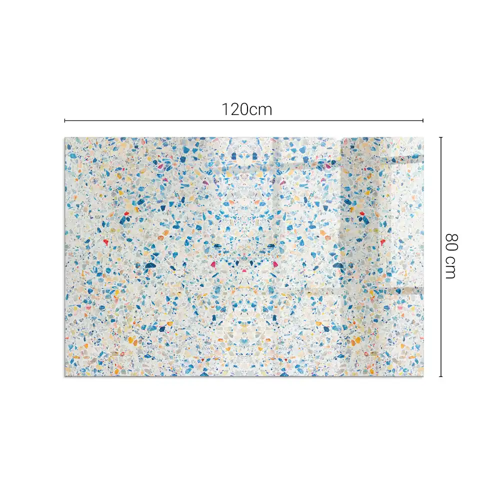 Plaque de sol rectangulaire pour cheminée en verre trempé motif abstrait