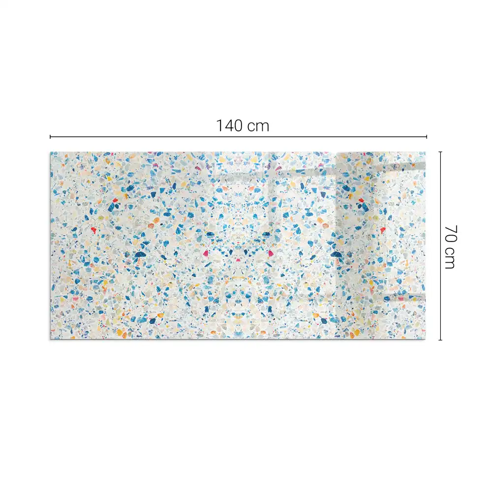 Plaque de sol rectangulaire pour cheminée en verre trempé motif abstrait