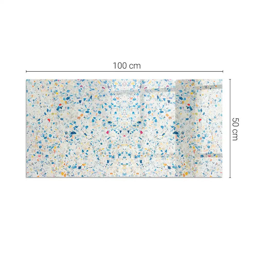 Plaque de sol rectangulaire pour cheminée en verre trempé motif abstrait