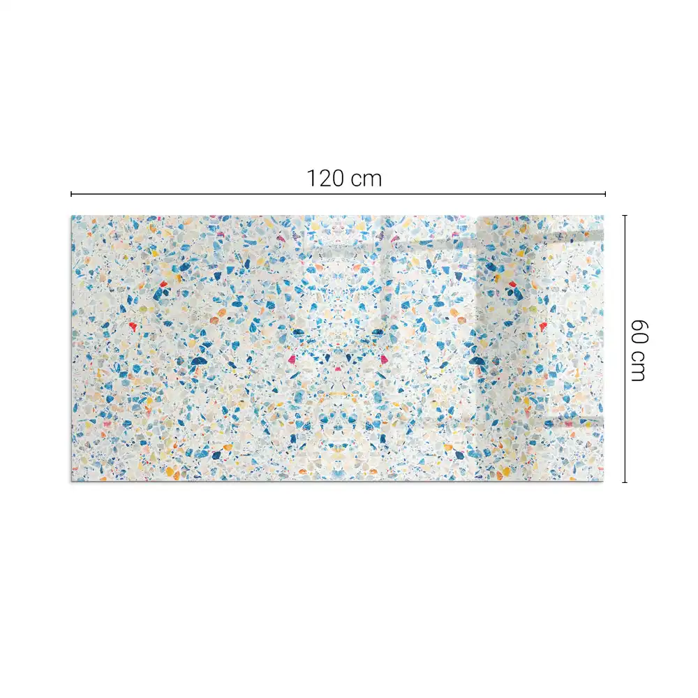 Plaque de sol rectangulaire pour cheminée en verre trempé motif abstrait