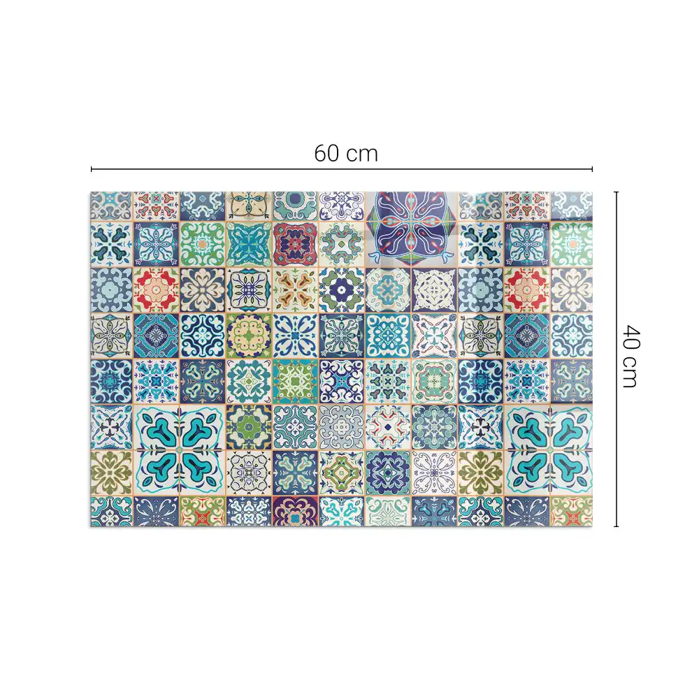 Plaque de sol rectangulaire pour poêle à bois à motifs mosaïque