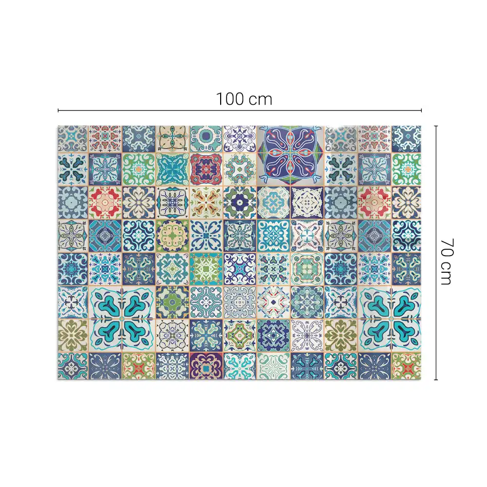 Plaque de sol rectangulaire pour poêle à bois à motifs mosaïque