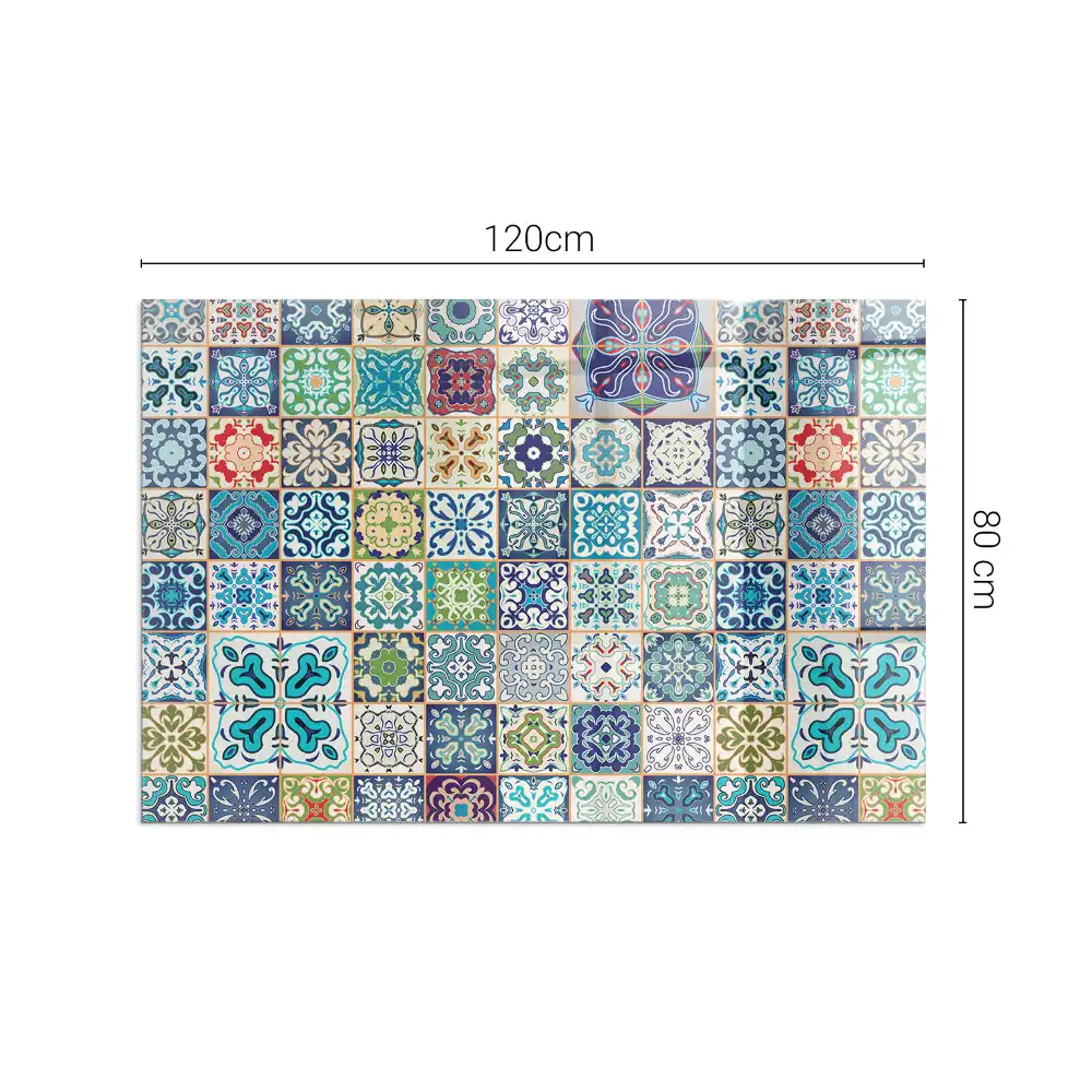 Plaque de sol rectangulaire pour poêle à bois à motifs mosaïque