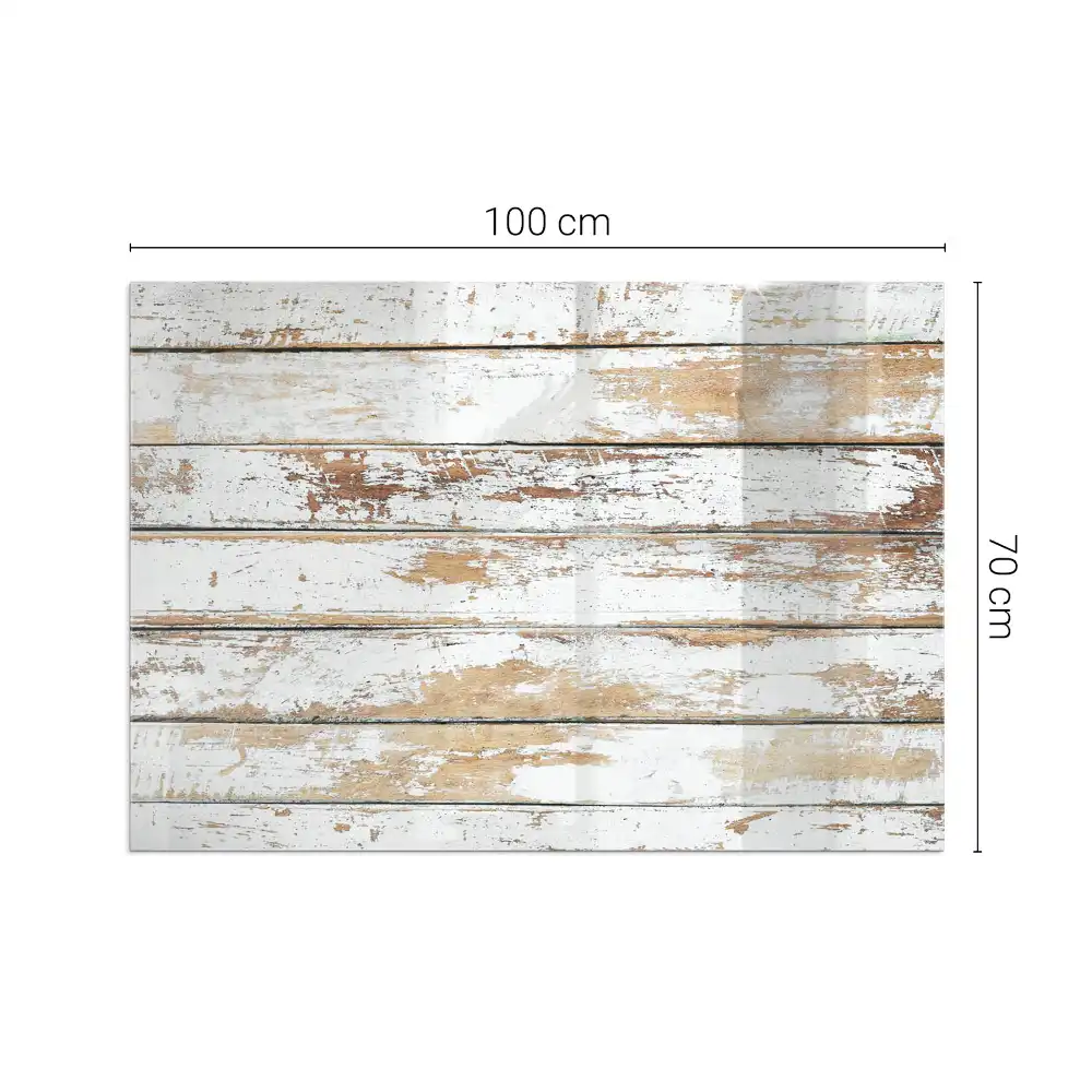 Plaque de sol rectangulaire en verre pour cheminée d'angle aspect bois endommagé
