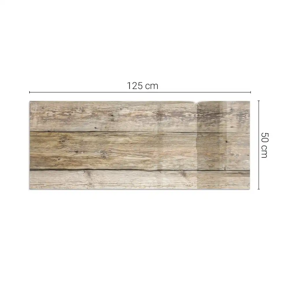 Plaque de sol rectangulaire en verre pour cheminée d'angle aspect bois naturel