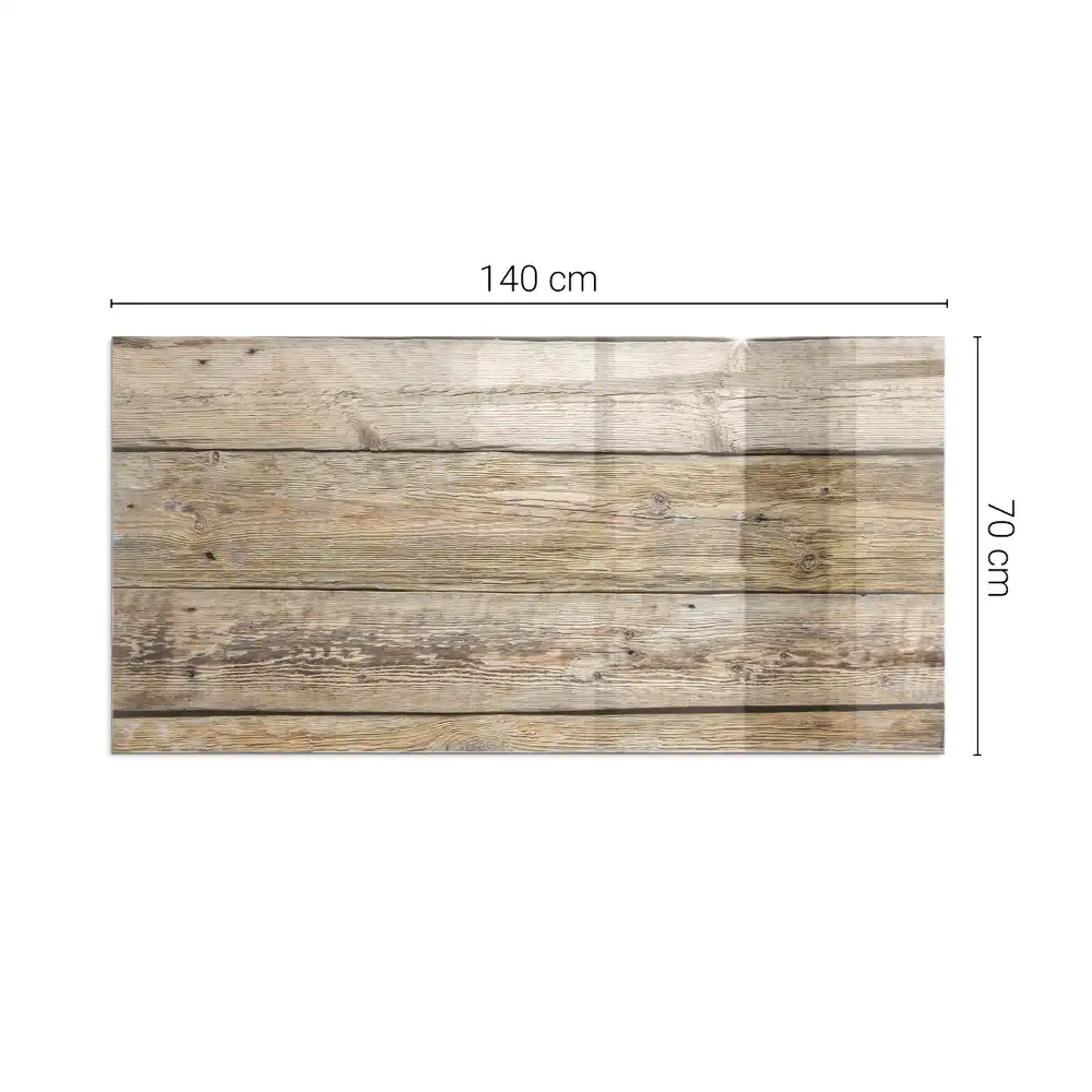 Plaque de sol rectangulaire en verre pour cheminée d'angle aspect bois naturel