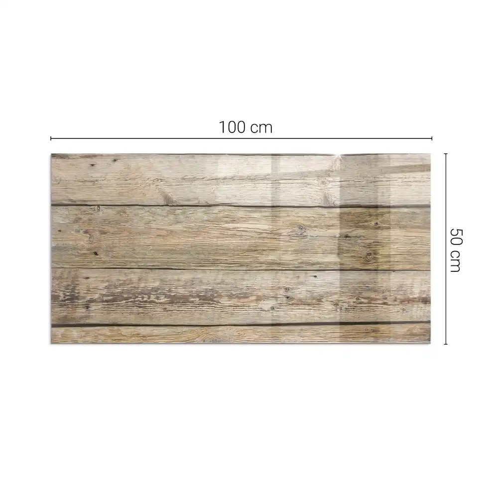 Plaque de sol rectangulaire en verre pour cheminée d'angle aspect bois naturel