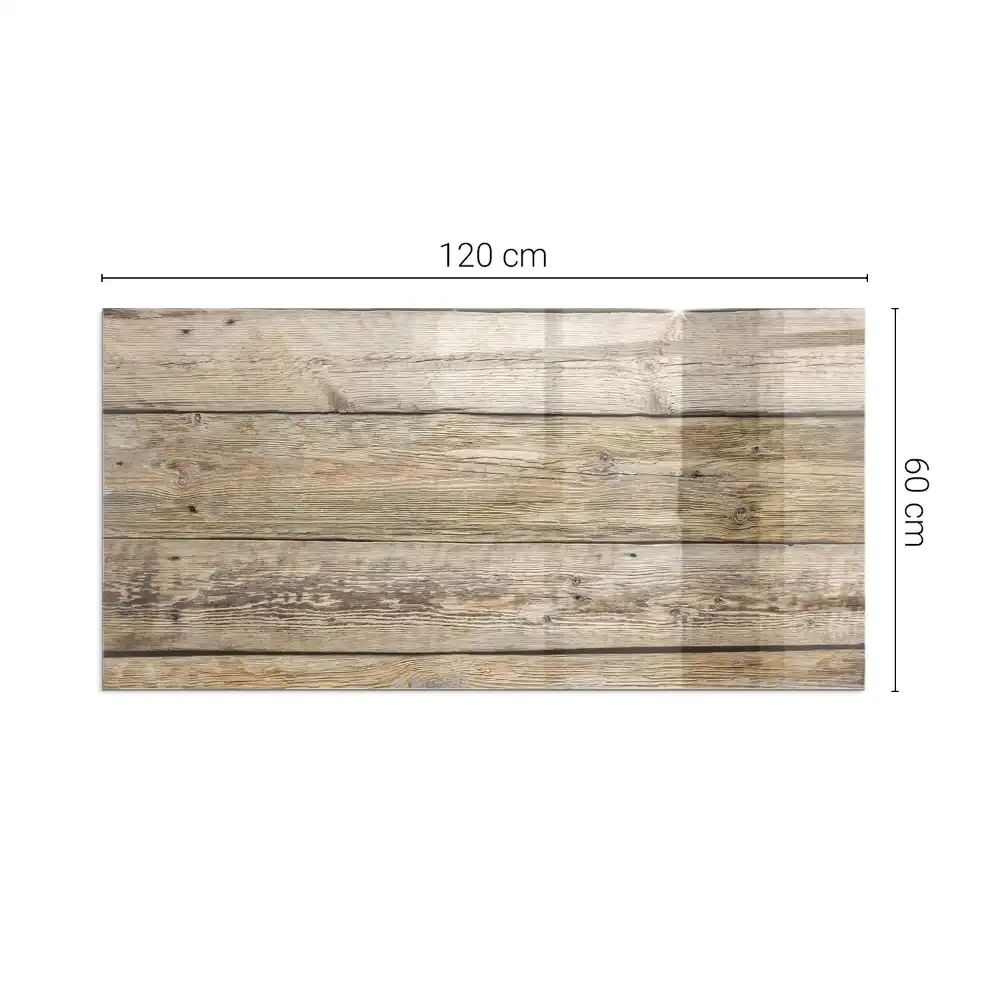 Plaque de sol rectangulaire en verre pour cheminée d'angle aspect bois naturel